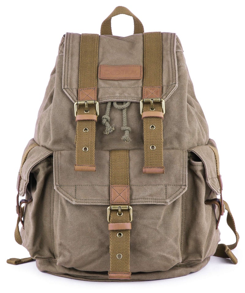 GOOTIUM 21101AMG-S Specially High Density Thick Canvas Backpack Rucksack, Field Tan, Small - Image 1